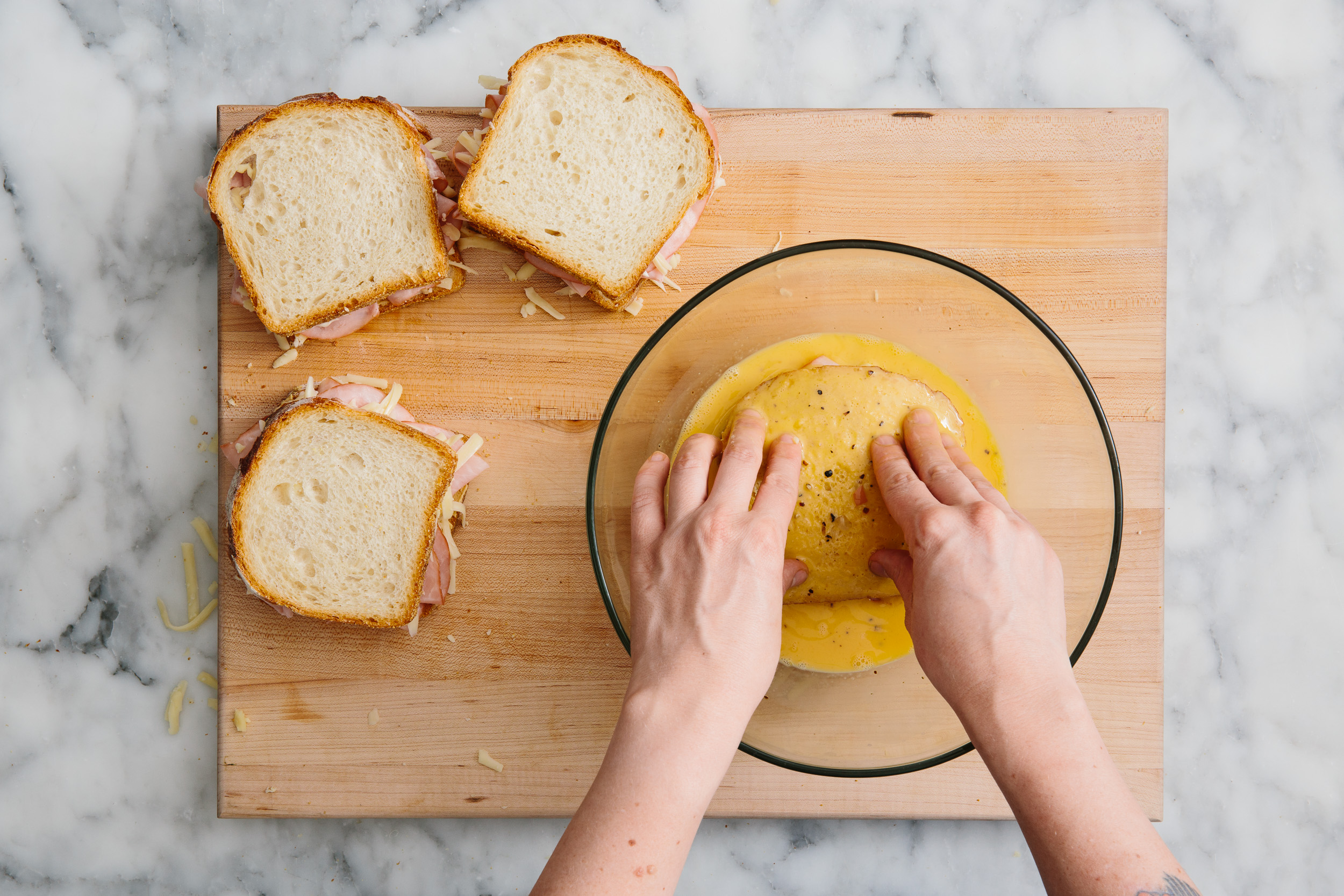 cách làm bánh mì kẹp phô mai kiểu Hong Kong