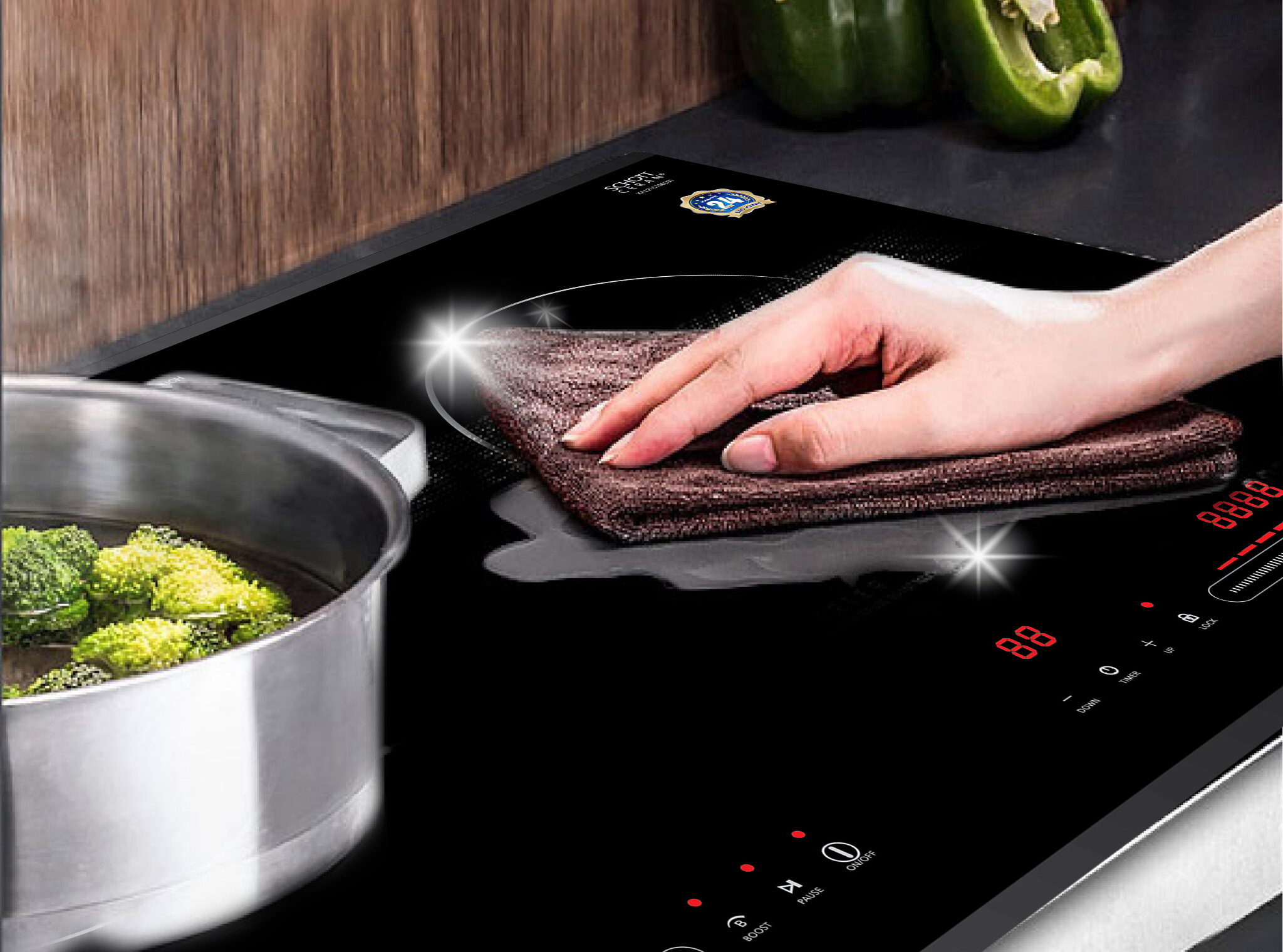 Không nên để thức ăn và nước tràn trên mặt bếp