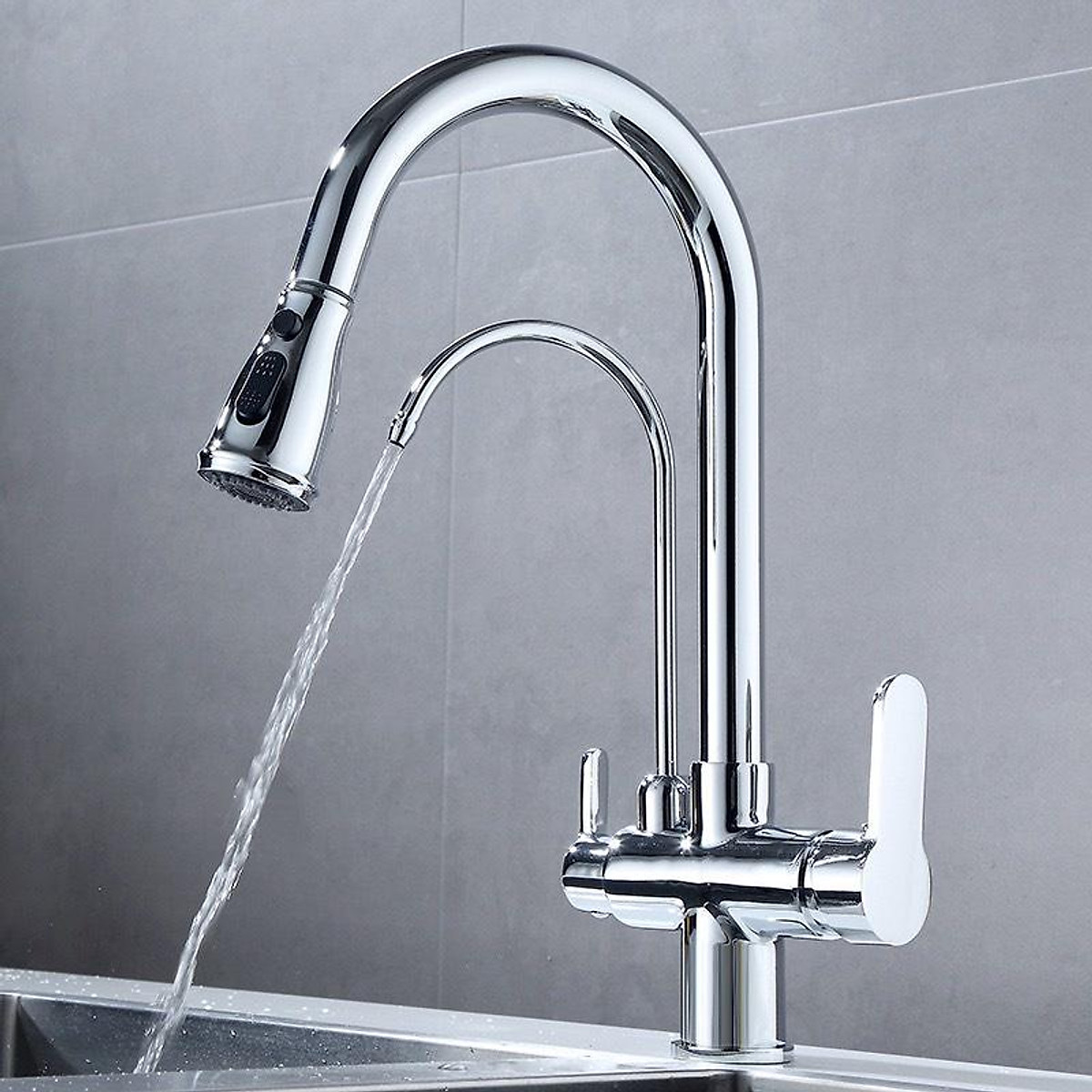 Vòi rửa bát nóng lạnh gắn chậu là gì