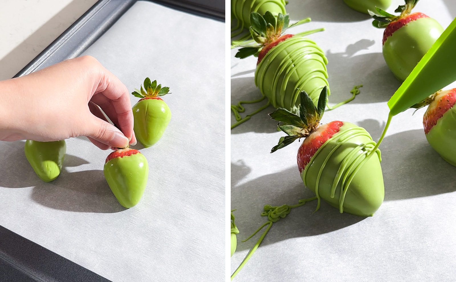 cách làm socola truffle Matcha trà xanh nhân dâu tây
