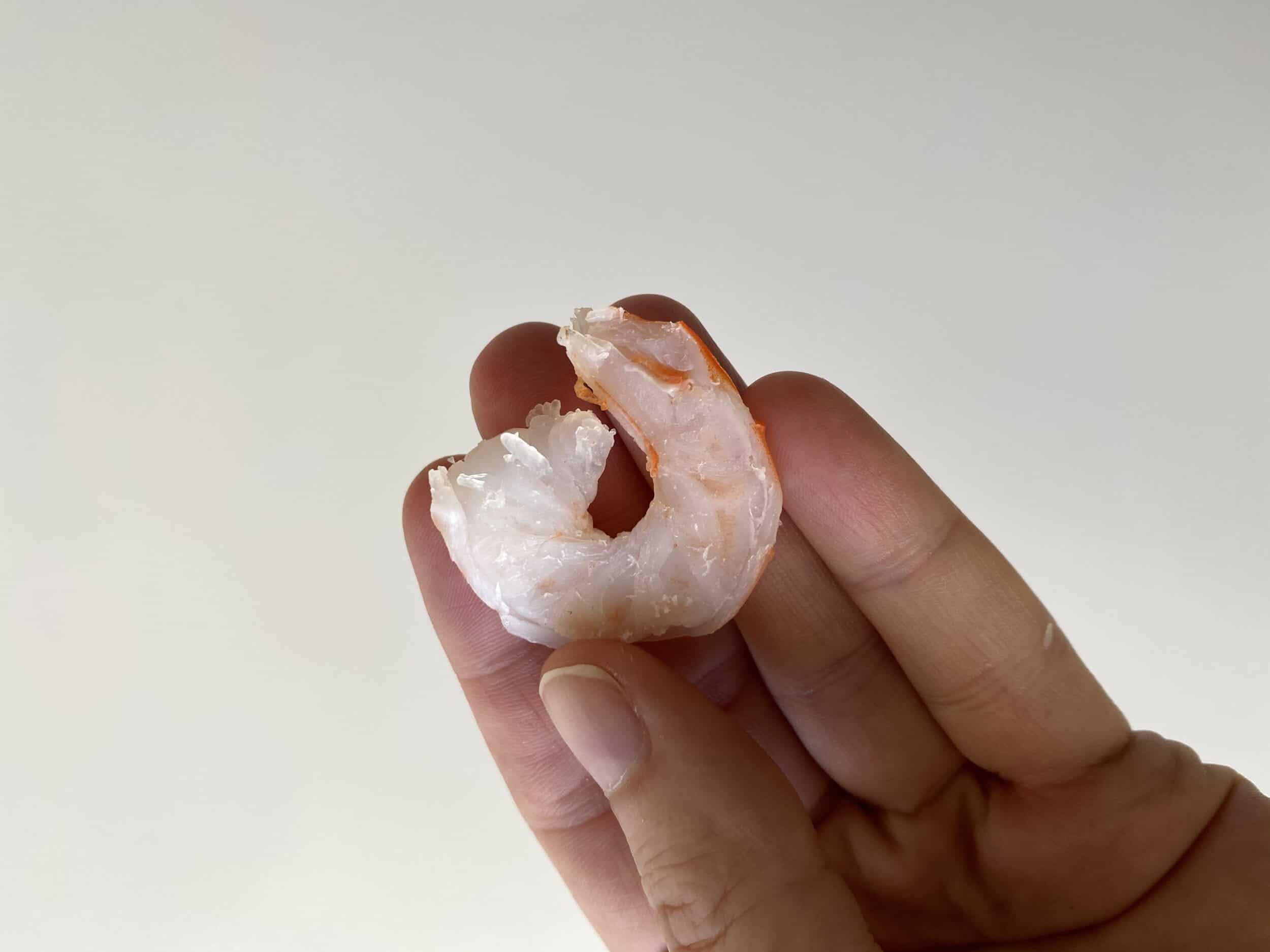 slice shrimp into 2 halves