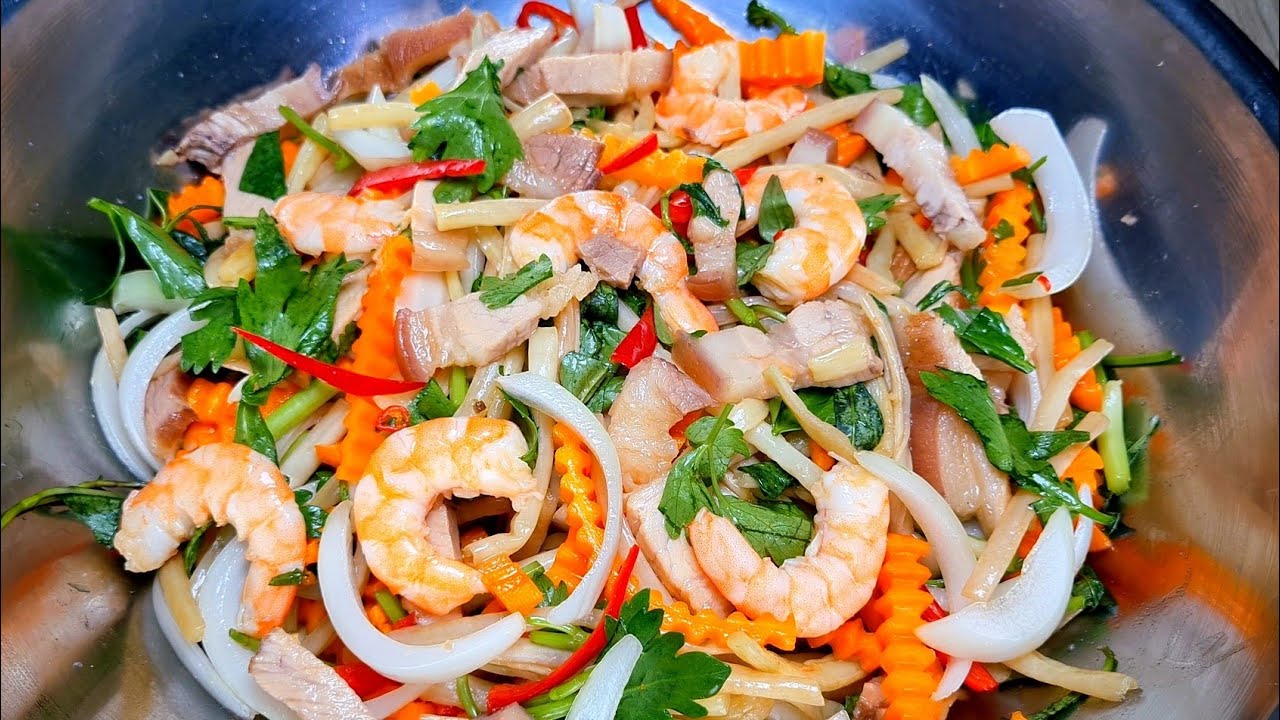 cách làm gỏi ngó sen tôm thịt