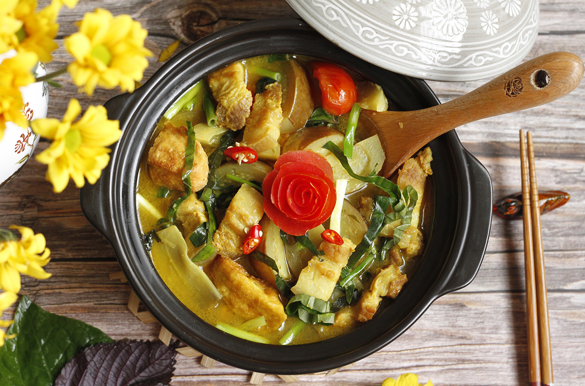cách nấu canh cà bung đậu thịt thơm ngon kiểu miền Bắc
