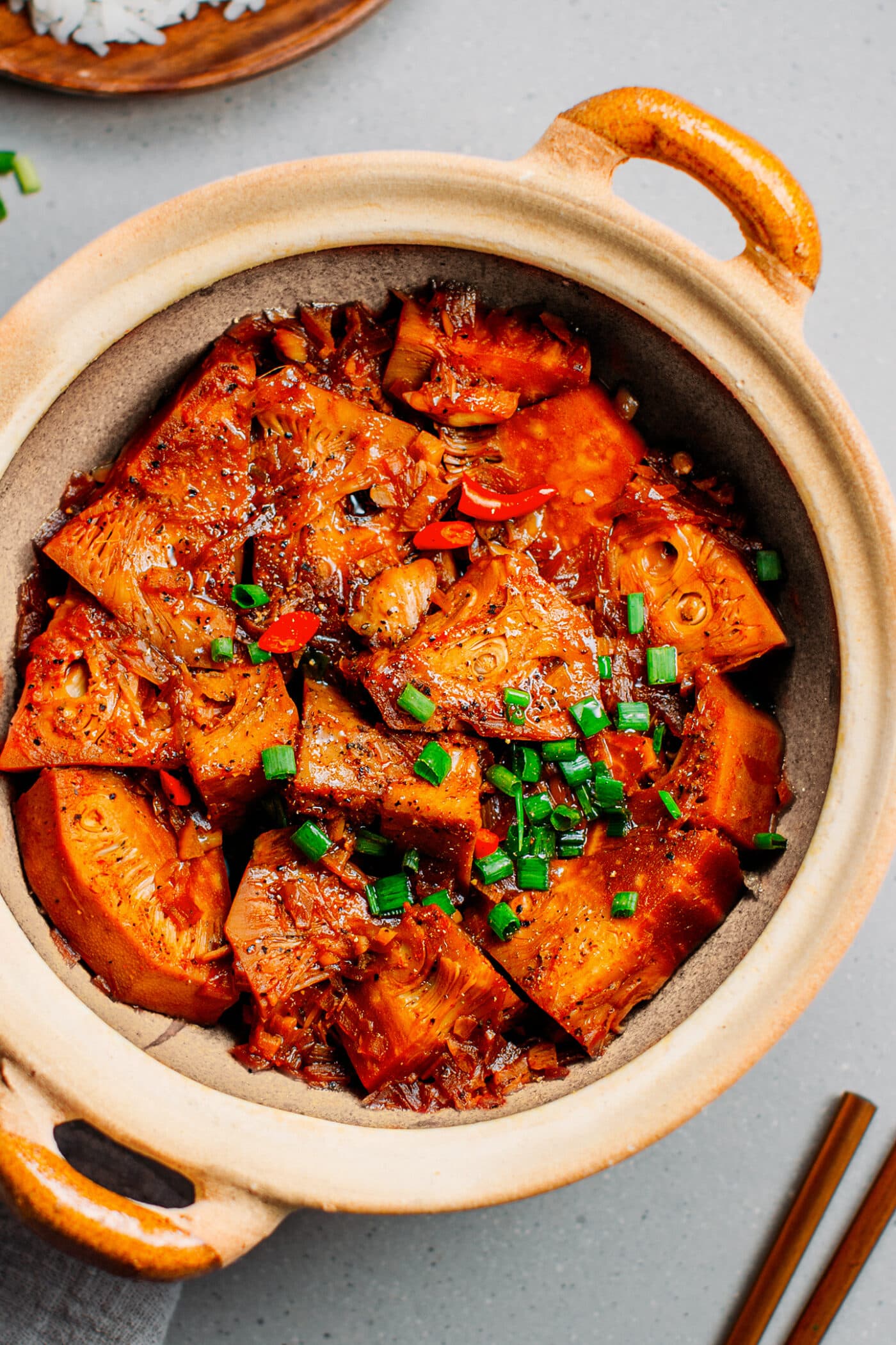 công thức mít non kho chay