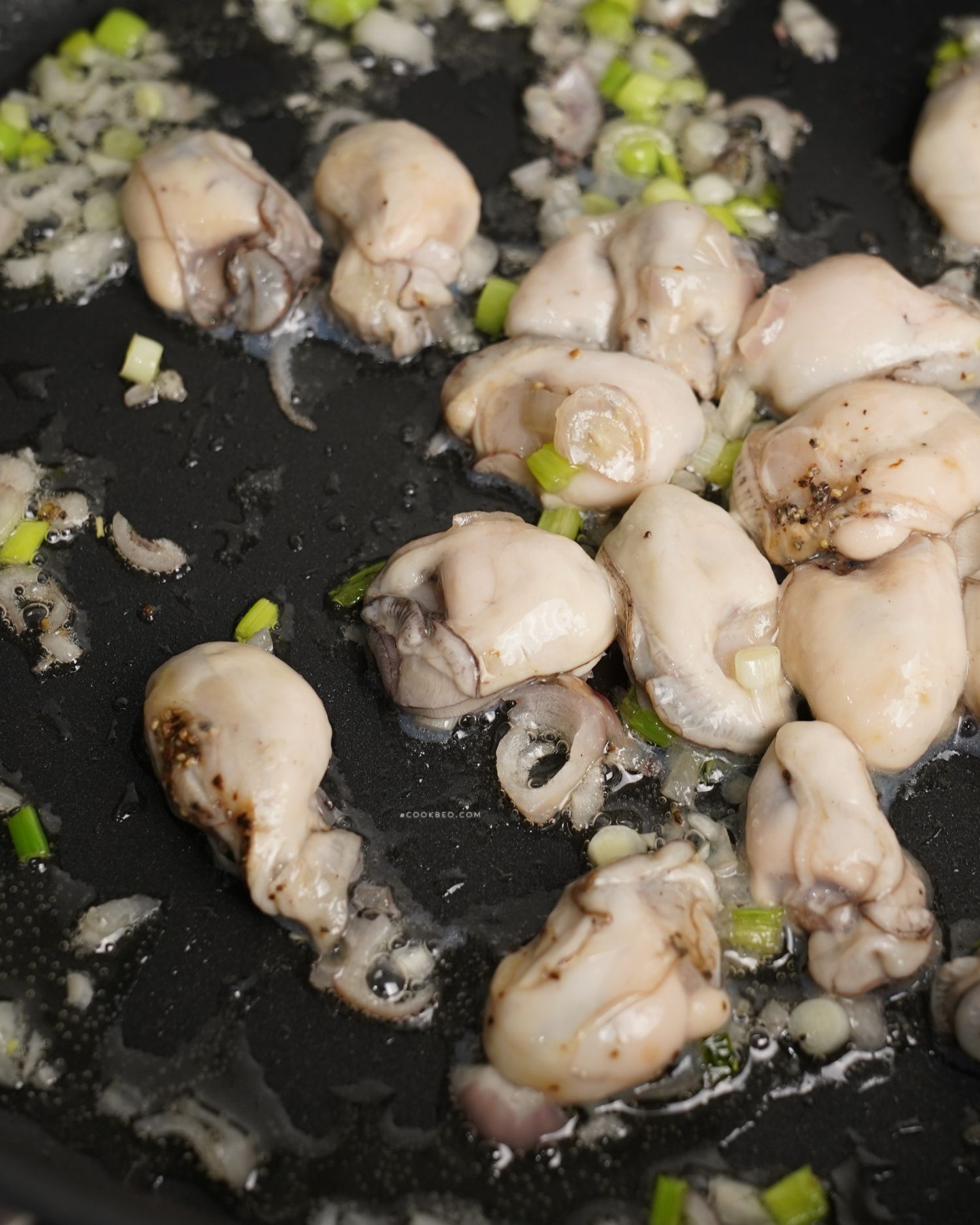 sauteed oysters with green onions