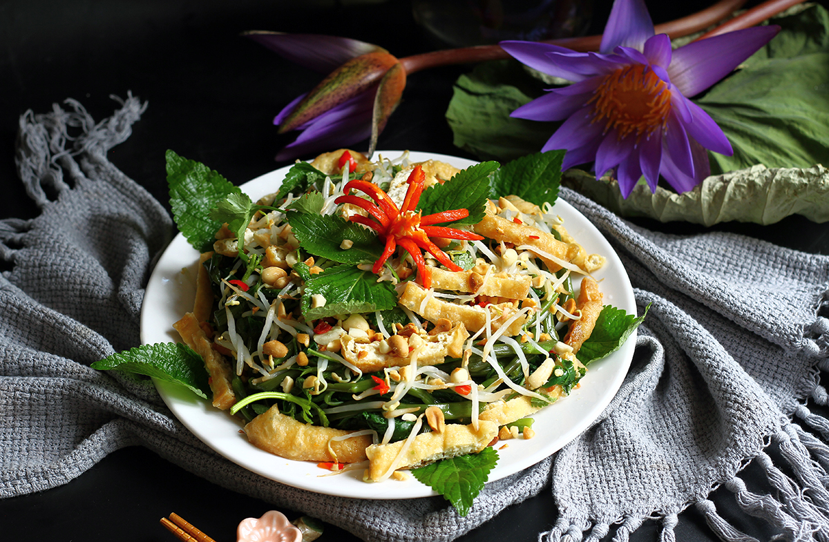 cách làm nộm rau muống chay