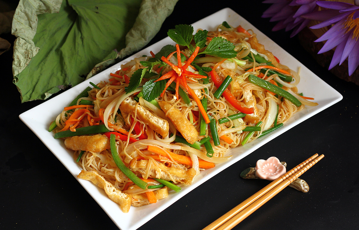 cách làm bún gạo xào chay