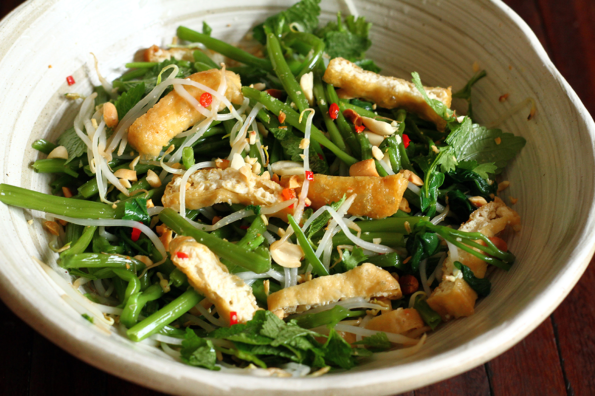 cách làm nộm rau muống chay
