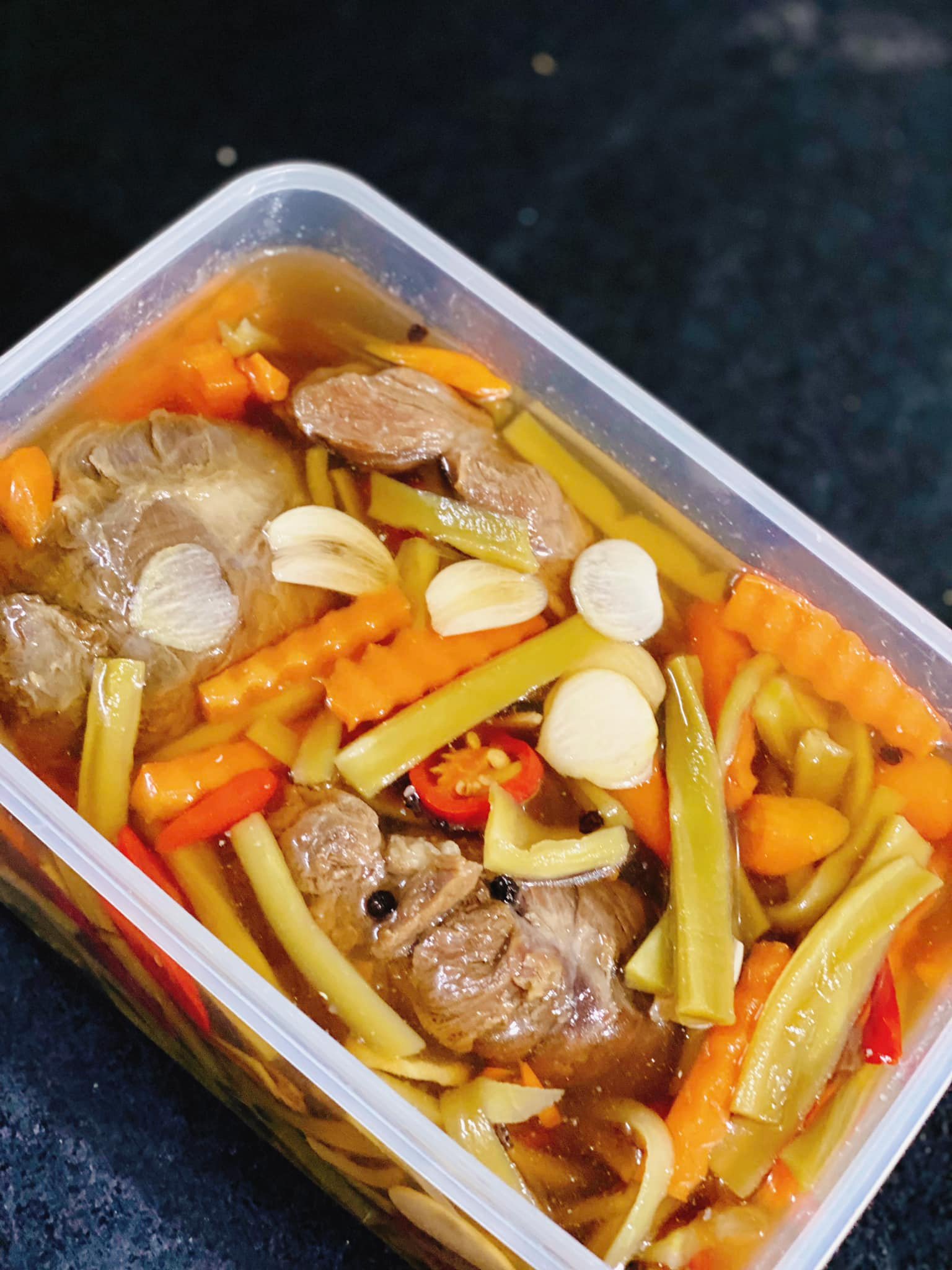 cách làm bắp bò ngâm rau tiến vua