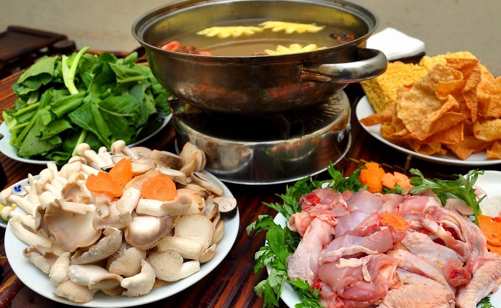 cách làm lẩu gà nấm