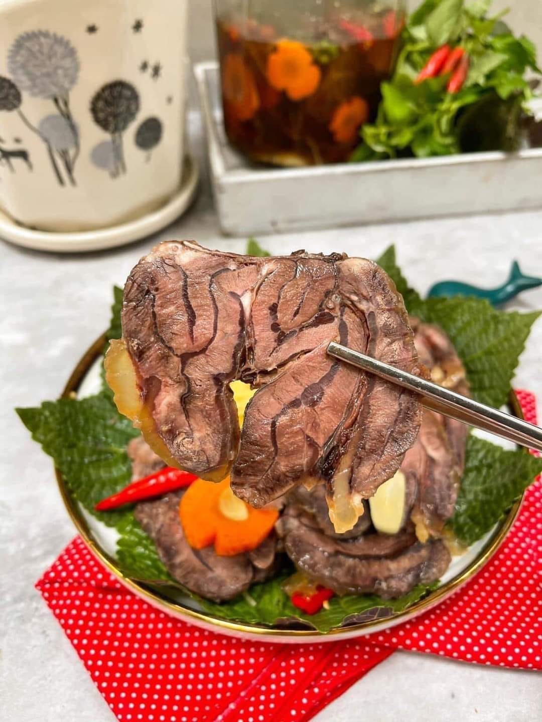cách làm bắp bò ngâm xì dầu