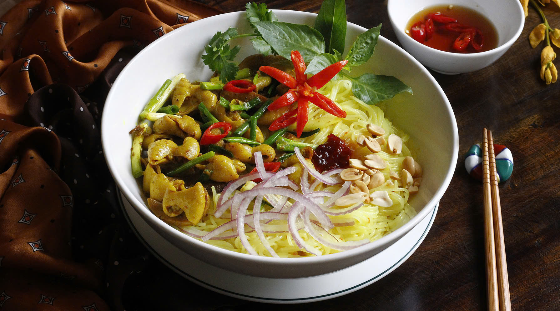 cách làm bún lòng xào nghệ