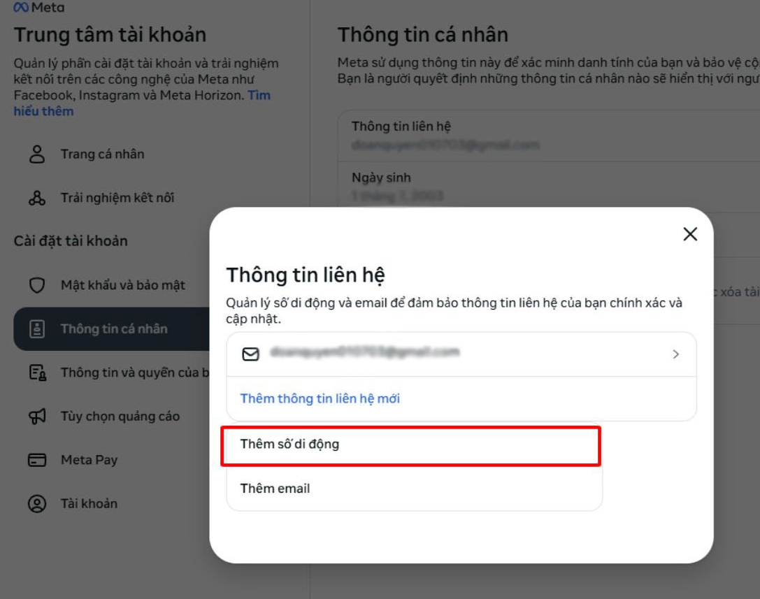 cách xác thực tài khoản Facebook
