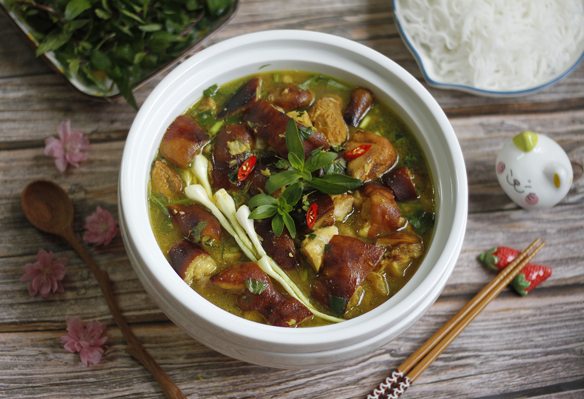 cách nấu giả cầy chân giò ngon