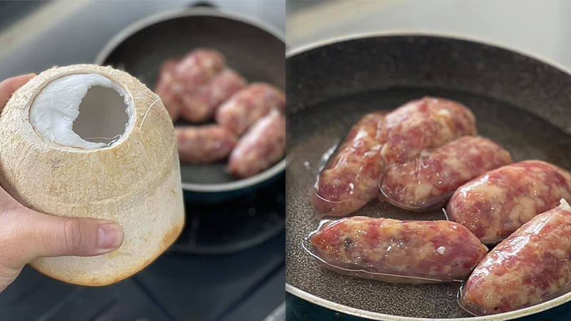 cách chiên lạp xưởng bằng nước