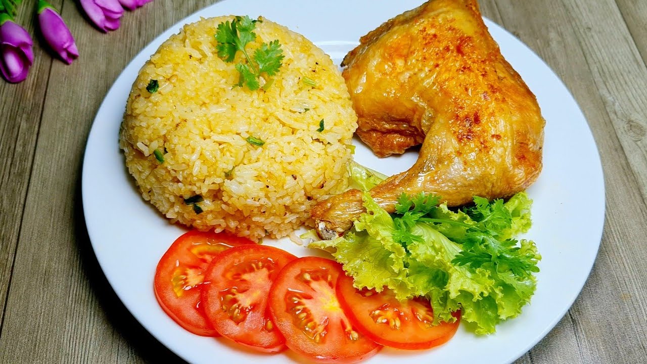 cách làm cơm gà xối mỡ